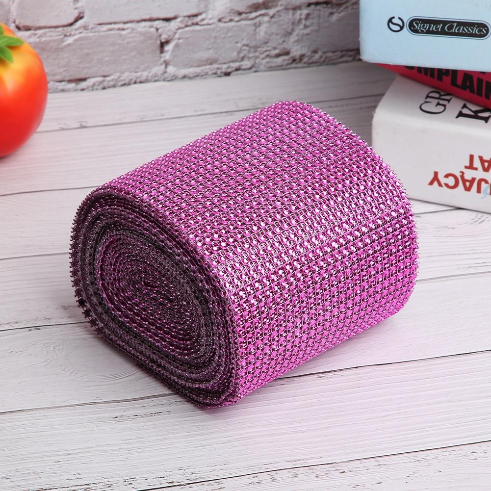 9m 24 Rows Electroplating Plastic Artificial Rhinestone Ribbon Mesh Wedding Clothing