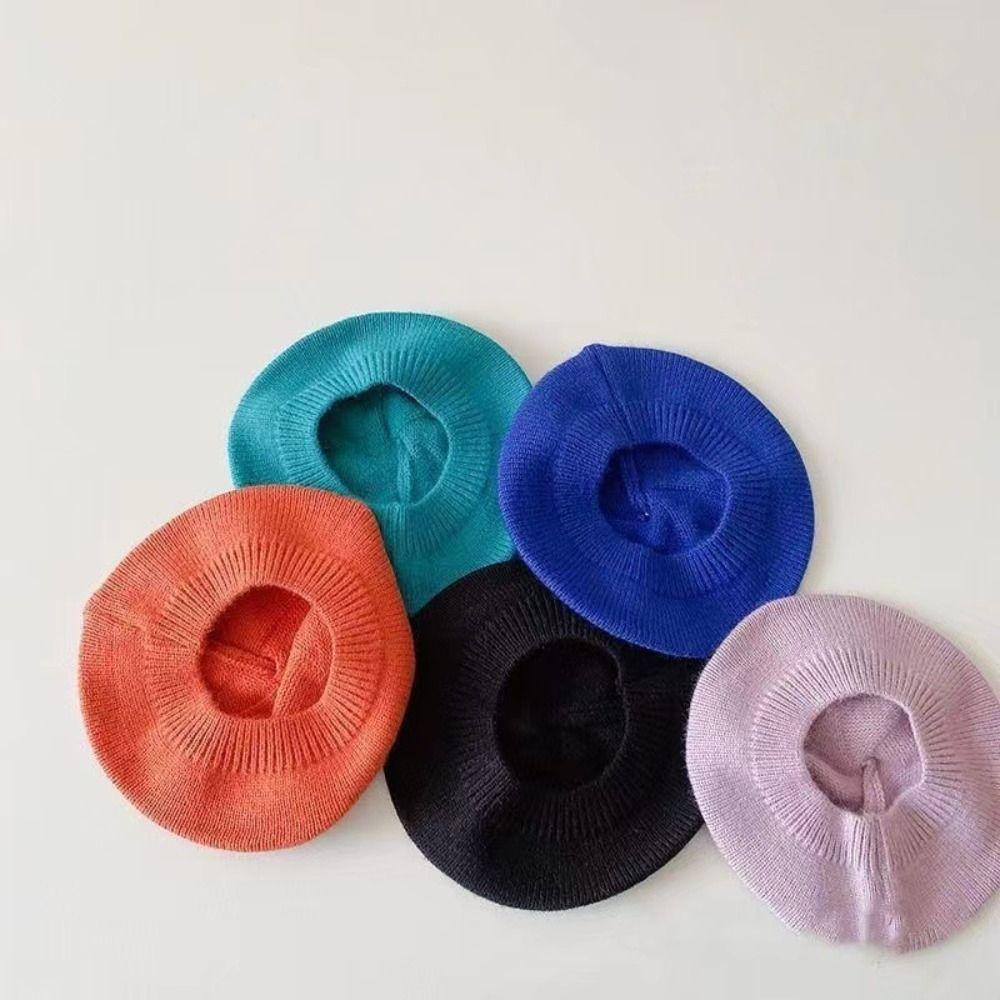 Round Kids Berets Solid Color Princess Cap Vintage Artist Painter Bonnet  Boys Girls