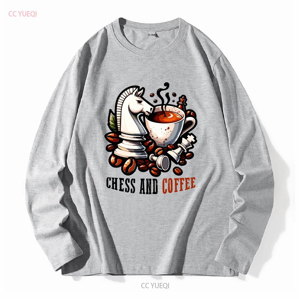 Chess and Coffee T Shirt for Fans Unique Chessie Lover Master Long or Short Sleeves Vintage Washed Streetwear Slightly