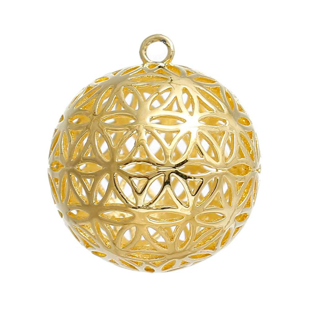 

Copper Flower Of Life Charms Pendants Round Gold Color Hollow Carved For DIY Making Jewelry 28mm(1 1/8 ) x 25mm(1 ), 1 Piece
