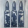 Three Piece Metal Soldier Bullet Wall Art Decor, Indoor/Outdoor Military Tribute Artifact, Honors Those Who Serve Our Country