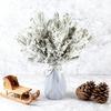 10/20/30Pcs Artificial Snowy Pine Branch 5 Fork Faux Greenery Stem Fake Plants Pick Xmas Holiday Wedding Party Home Decoration