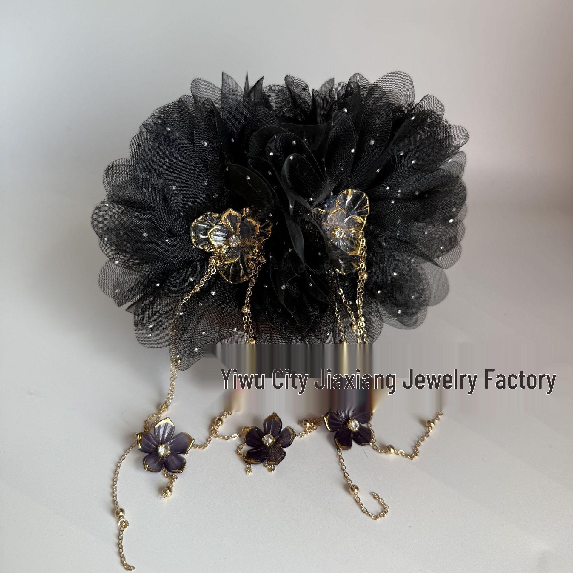 Twin Lotus Butterfly Tassel Hair Clip - Stylish Claw Accessory for Thick Hair