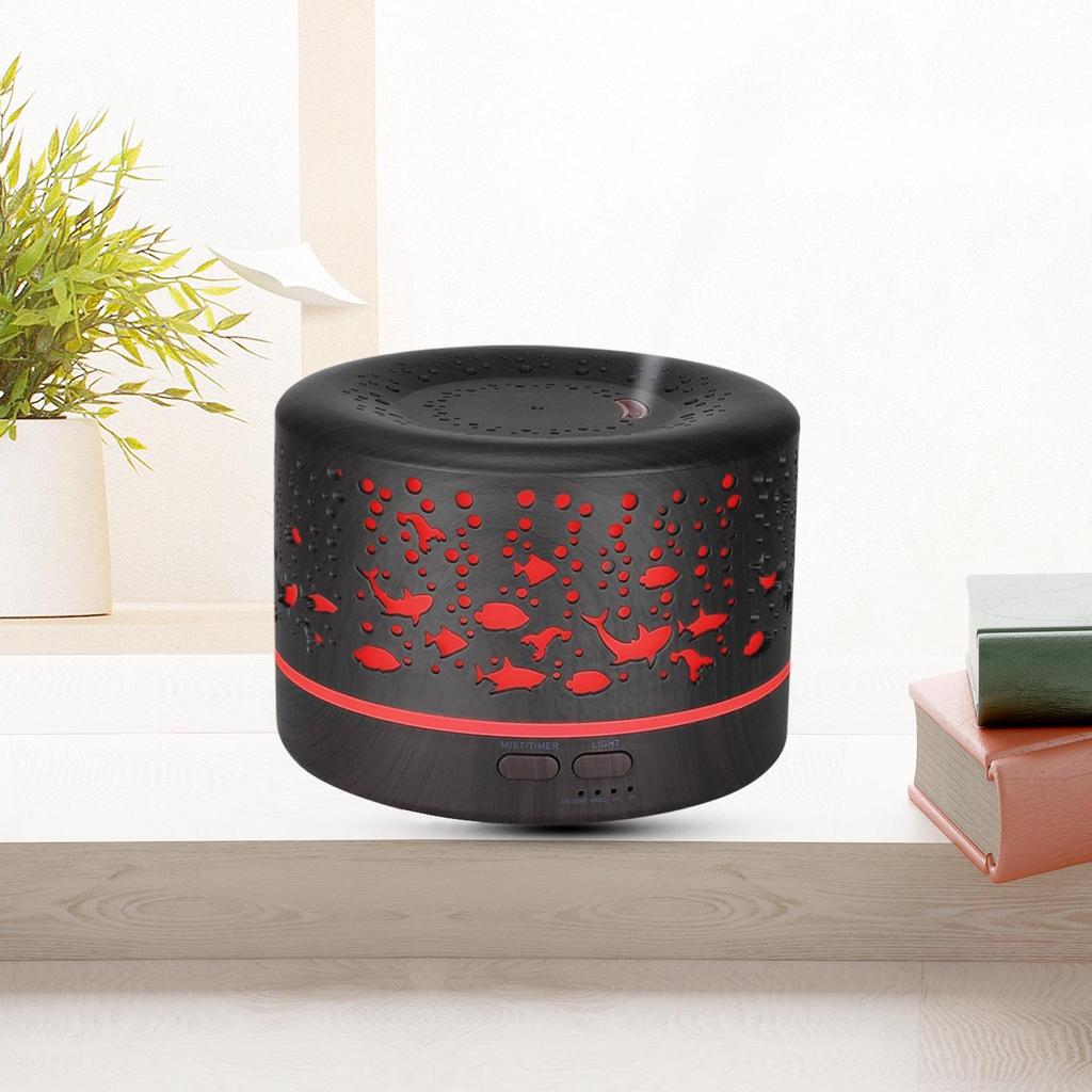 Smart Remote-Controlled Wood Grain Ocean Fish Aroma Diffuser & Humidifier