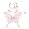4Pcs Floral Garland Headband Butterfly Wings Set Hollow Mesh Sparkling Angel Wings  Women Girls