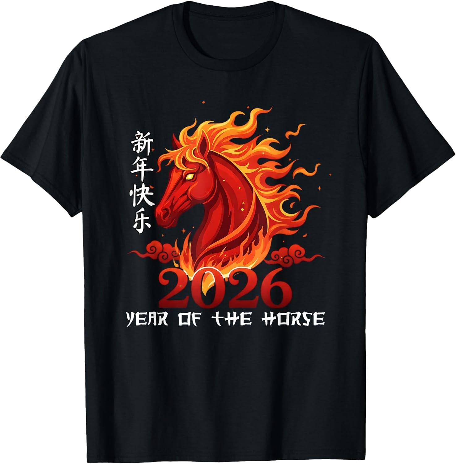 BEST! Year of The Horse Lunar Chinese New Year Fire Horse Tee S-3XL S