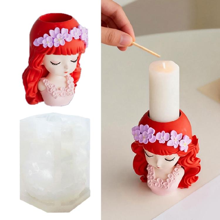 Unique Silicone Candle Mould Of Long Hair Girl Planter For Creation Art And Home Decoration Projects