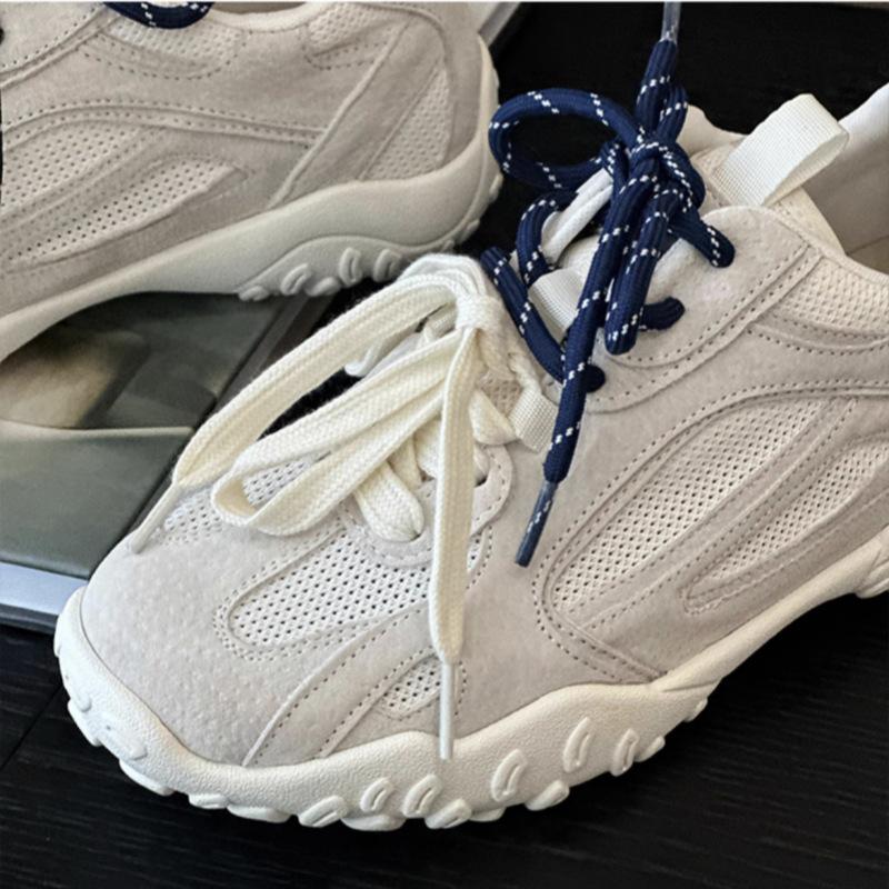 Popular heightening classic soft baseplate shoes 2025 summer new round head splicing breathable mesh German training Forrest Gump shoes