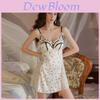 Satin Nightgown With Deep V Neck And Bust Enhancer For Women Home Sleepwear