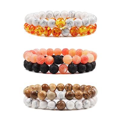 Neues Design Set Armband Paare Naturstein Armbänder Tigerauge Perlen Yoga Armbänder für Männer Frauen Elastisches Seil Schmuck