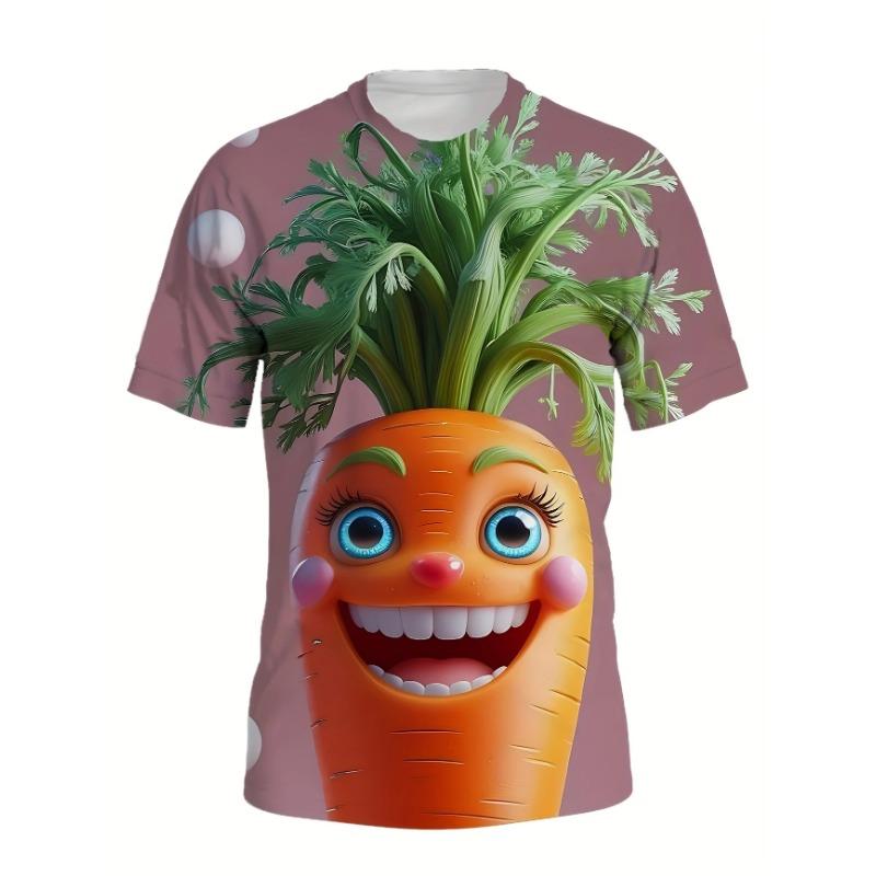 2026Summer Cartoon Fruit Graphic 3D Print T Shirt Men Women Fashion Short Sleeve
