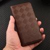 Grid Pattern Genuine Leather Flip Case for Redmi Note 7 8 8T 9 10 11 12 13 14 15 Pro + Plus Max Phone Wallet Cover Cases