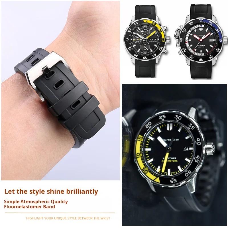 Correa de reloj de liberación rápida estilo original Para IWC AQUATIMER IW356802/376705 Ocean Timepiece Negro Extremo Curvo Correa de reloj de goma 22 mm