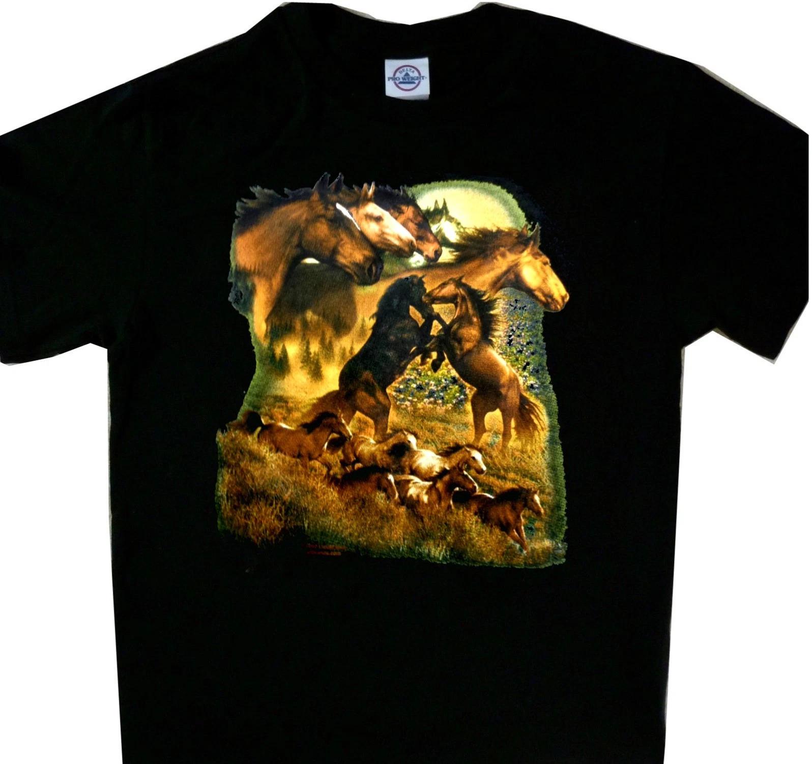 Wild Horses Tee Horse Black T shirt New 3XL
