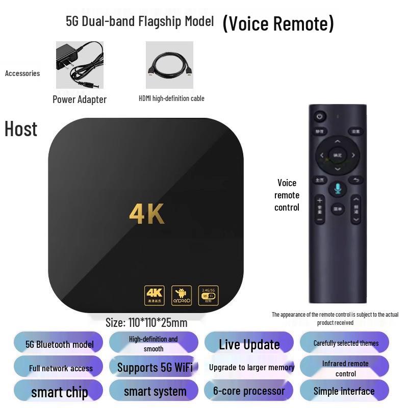5G Dual-Band 4K HD Smart TV Box with Universal Screen Casting