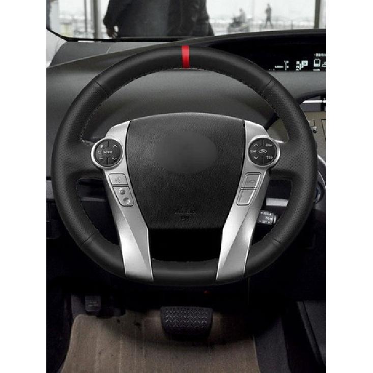 Black Anti-slip Leather Steering Wheel Cover For Toyota Prius 30 XW30 2009-2015