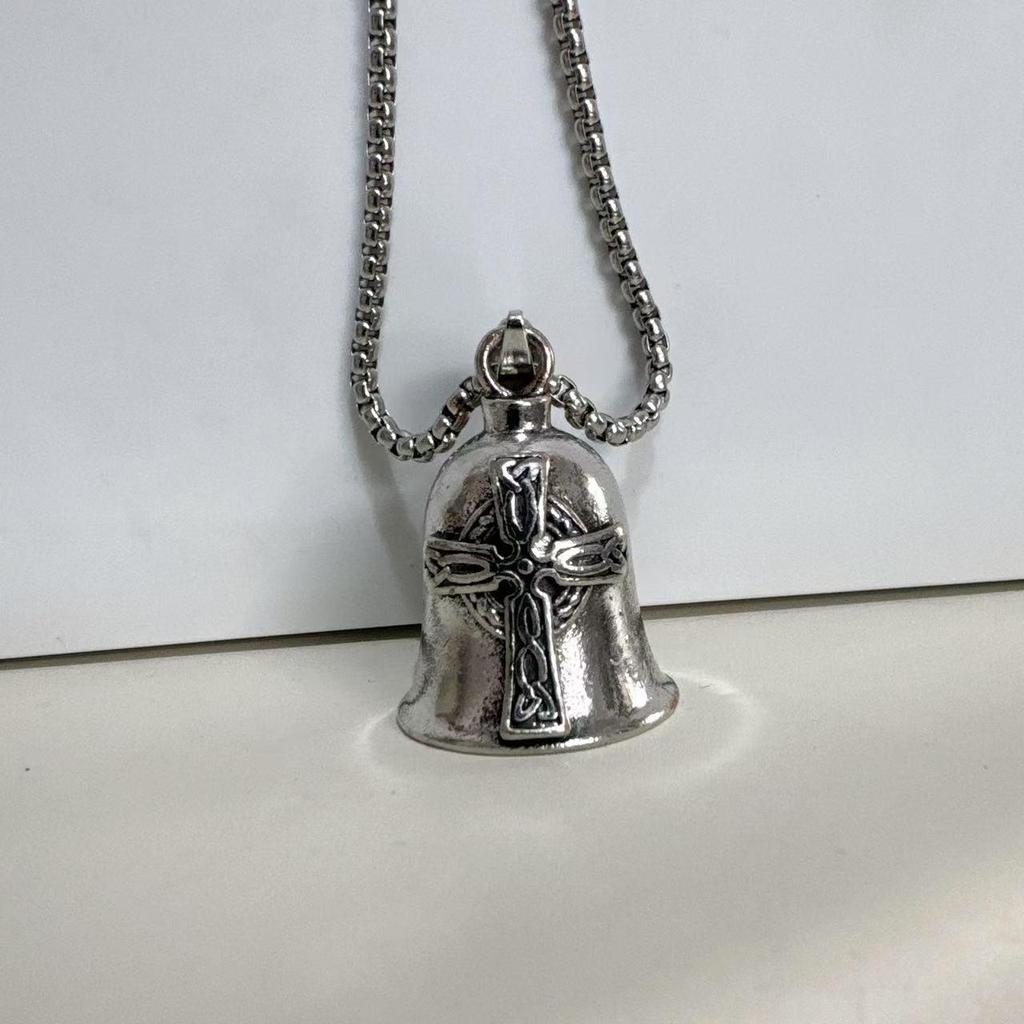 In Stock Nordic Viking Retro Bell Necklace - Lucky Cross Charm