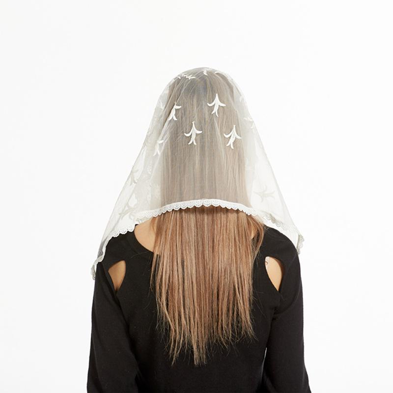 Miękkie welony mantilla dla kobiet Koronkowy welon nieskończoność Mantilla Łaciński welon nieskończoność do kaplicy Łacińska msza Nakrycie głowy Koronkowy szal Welony mantilla do kościoła