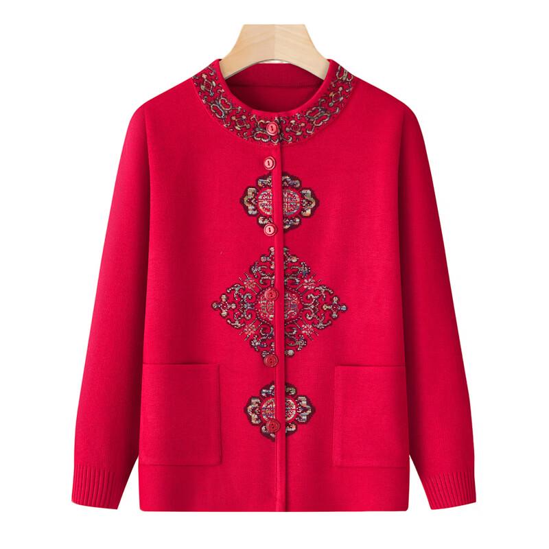 LANGSHA Women's Mid-Aged V-Neck Cardigan Sweater