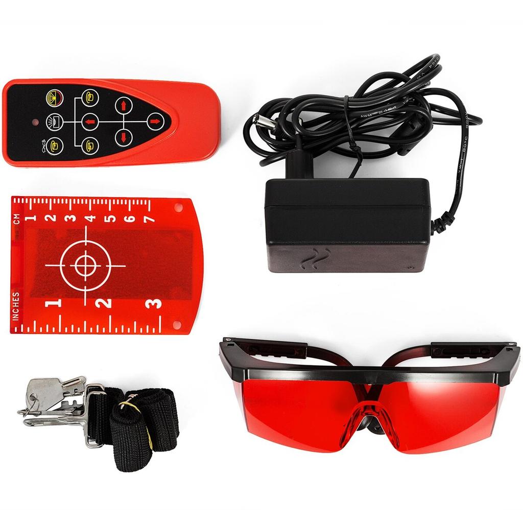Red Laser Level Rotary Self Leveling Measuring Automatic Rotating Red Beam with Receiver Remote Control Carrying Case