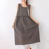 2026 Spring Artistic Sleeveless Layered Long Vest Dress - Fresh Japanese Plaid Design