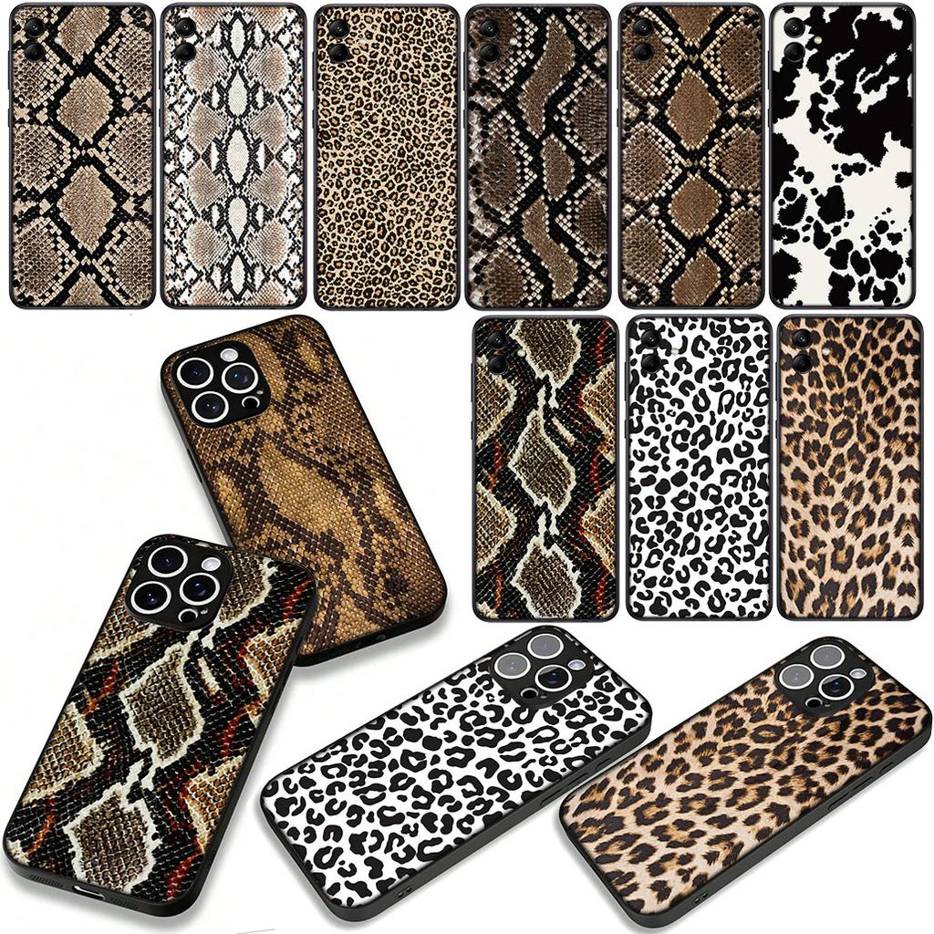 Leopard Cow Print Snake Cover Phone Case for OPPO A18 A16 A17 A38 A54 A40 A60 A80 A78 A79 A57 A55 A96 A15 A53