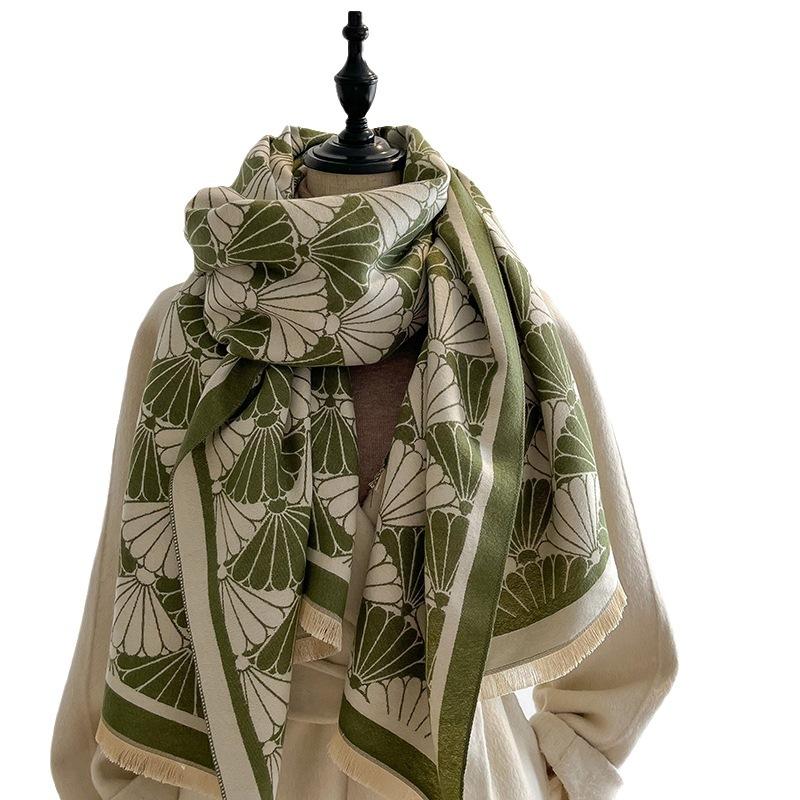 Jacquard Imitation Kaschmir Schal Damenmode Farblich passender Schal Verdickt Warm Koreanische Version Einfacher Schal Umhang