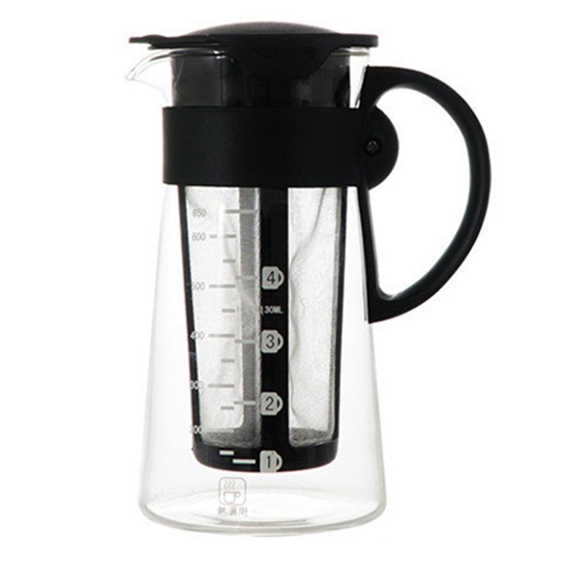 T02C!Glass Coffee Maker Coffee Maker Cold Extract Ice Brewed Water Bottle Non-Rust Filter Coffee Pot