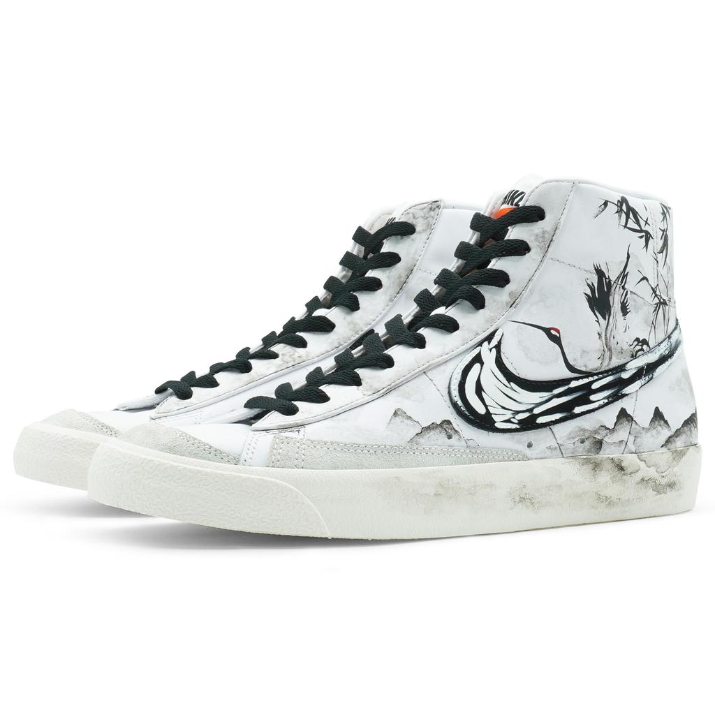 Nike Blazer Thermal Slip Resistant And Abrasion Resistant High top Skateboard Shoes Unisex Black White BQ6806-100(Team256-)