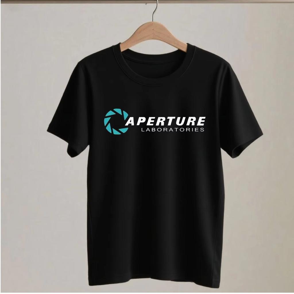 Mens women Tshirt Portal 2 Aperture Laboratories Logo Mens Tshirt Video Game Fan Clothing Shirt Cotton Short Sleeve T Shirt