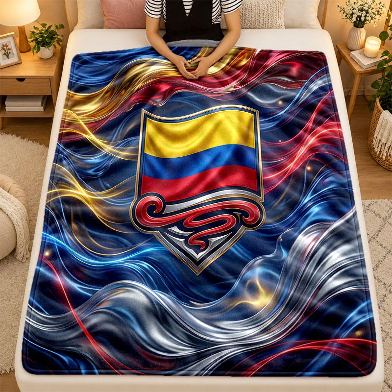 Flannel BlanketColombia Football Warm Soft Throw Blanket for Indoor Sofa Bed Living Room Use
