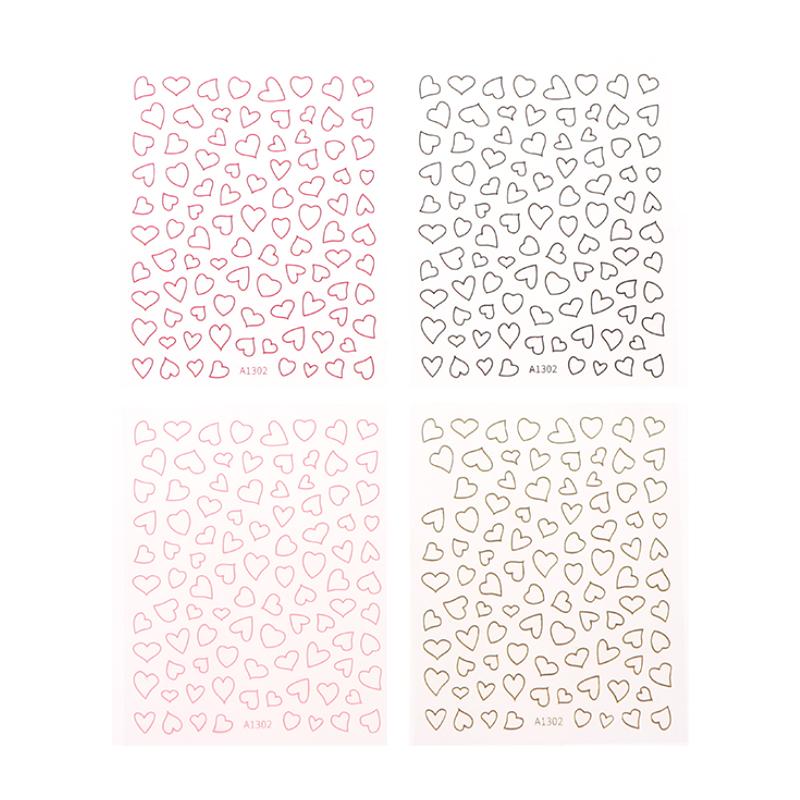 Hollow Heart Sticker For Nail Gold Pink Love For Women Slider Nail Art Decoration Holographic Manicure Accessory