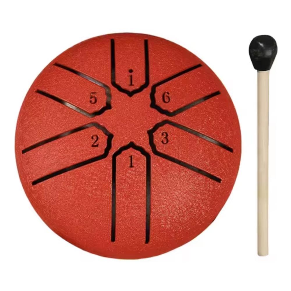 

6-Tone Mini Hand Pan Drums Multicolour Meditation Rain Drum Steel Tongue Drum Set Beginner червоний