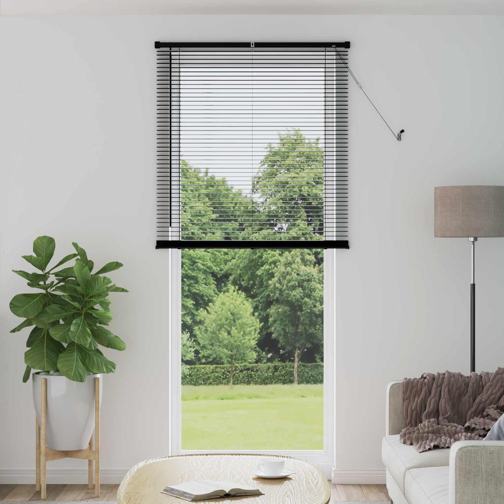 Black Louvered Blind 213 x 100 cm 25 mm PVC