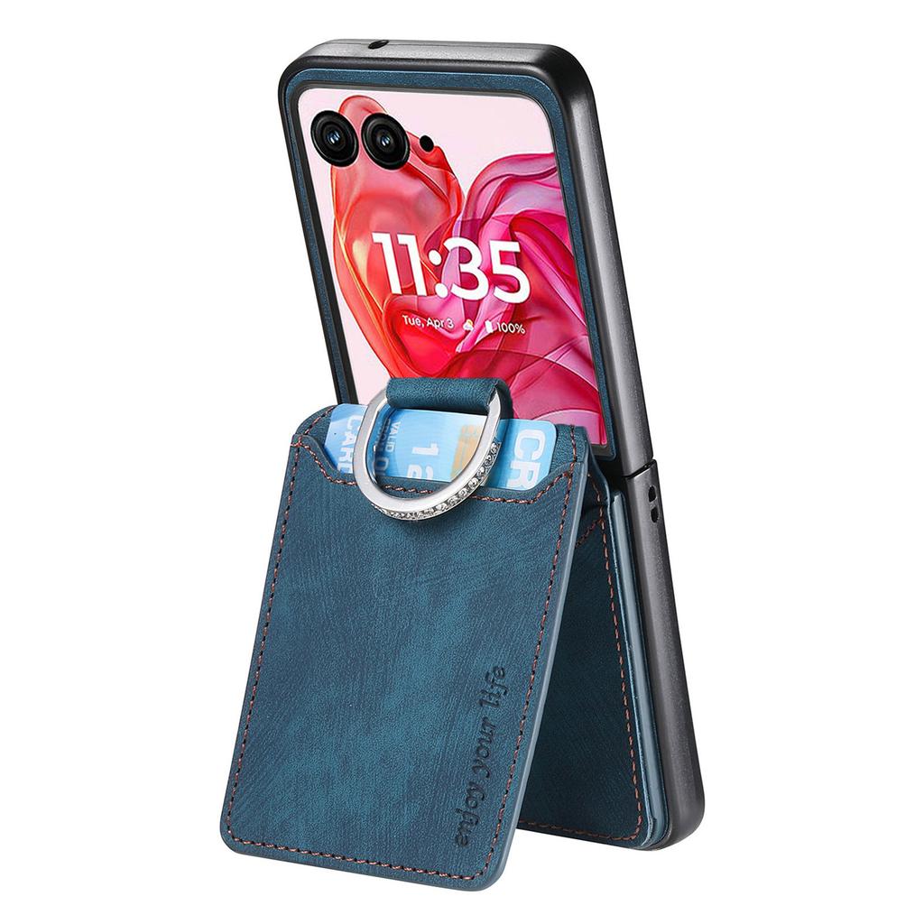 For Motorola Razr 50 Ultra 5G Case Card Holder Kickstand Retro Texture Leather Back Cover
