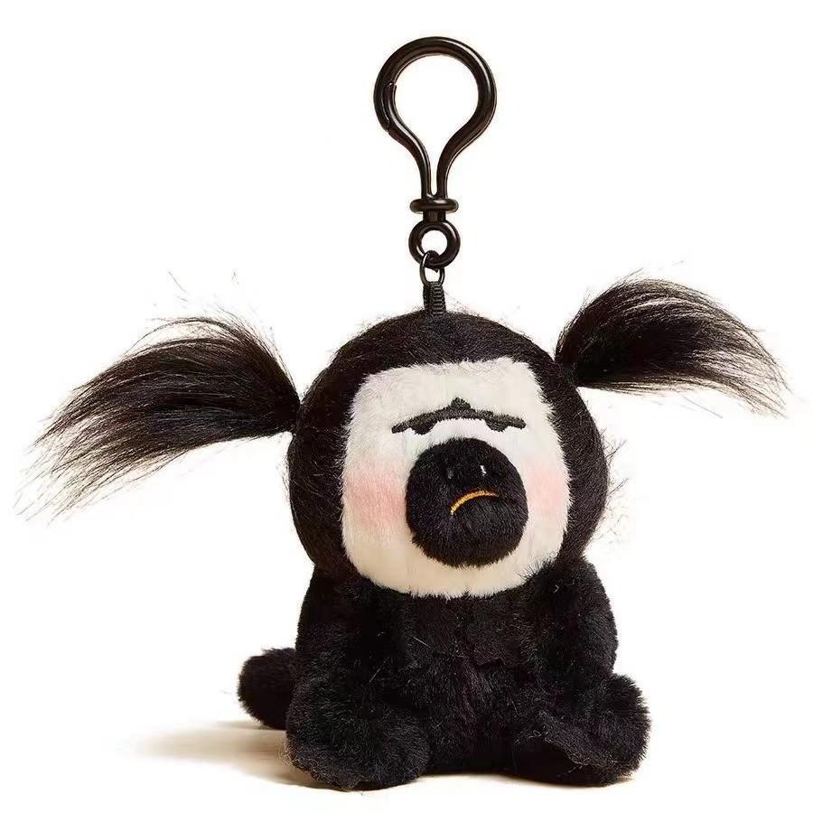 White Cute Ugly Monkey Plush Toy Fried Hair Backpack Pendant Key Chain Doll Gift