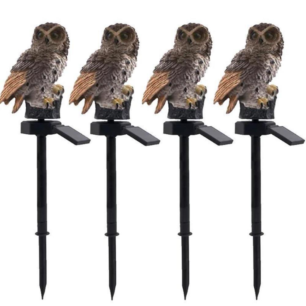 4pcs Solar Garden Light Outdoor Owl Solar Garden Stake Light Waterproof Warm White Led Light For Garden Patio Lawn Walkway Decor