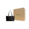 Coach Gallery 37 Solid Color Embossed Logo Zipper Closure Leather Tote Bag Women Tote Bags Black CM086-IMBLK