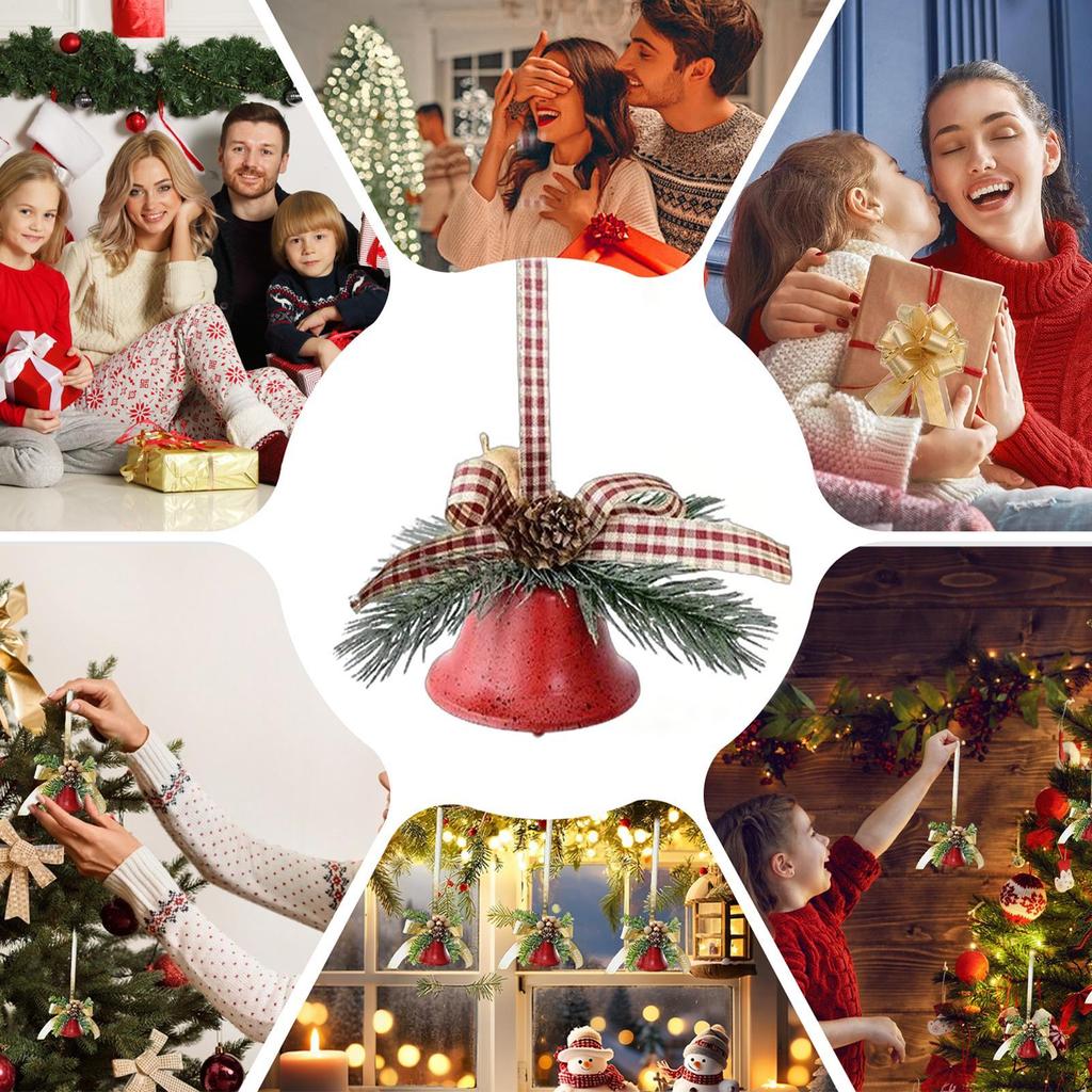 Weihnachtsglocken Ornamente Festival Dekoration Mit Schleife Und Tannennadeln Vintage Weihnachtsglocken Für Zuhause Büro Kamin Sims