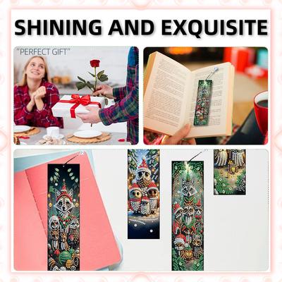 8 Stück Weihnachtsmuster DIY Diamantmalerei Lesezeichen Unregelmäßig geformte Diamanten für Leser Heim Büro Buchdeko & Geschenkidee