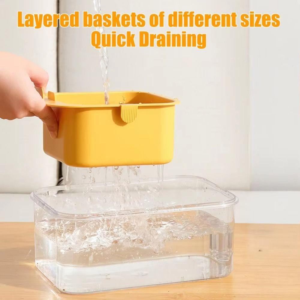 Double Layer Snack Holder Phone Holder Slot Snacks Dry Fruit Box Fruit Draining Basket Household