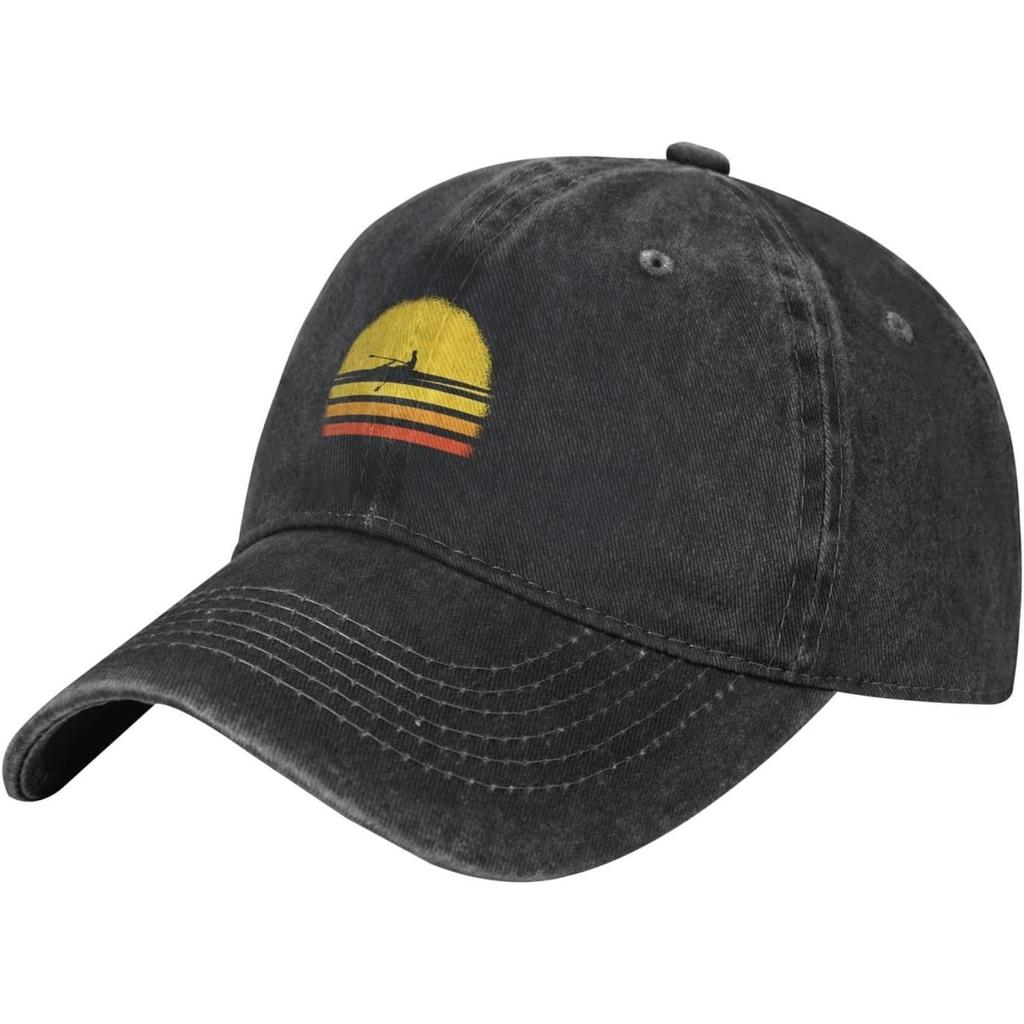 Rowing Sunset Retro Baseball Cap Washed Cotton Low Profile Dad Hat Unisex Casual