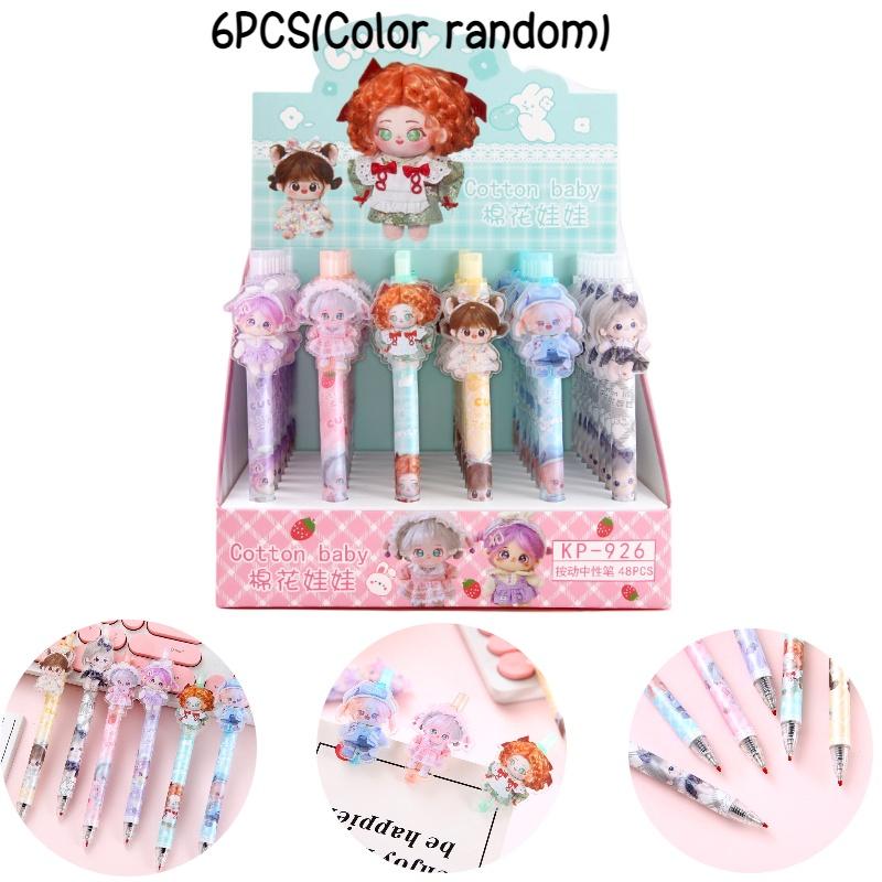 Wholesale Cartoon Cotton Doll Sticky Push Pen With Non-erasable Ink Ideal For Students And Girls 926)