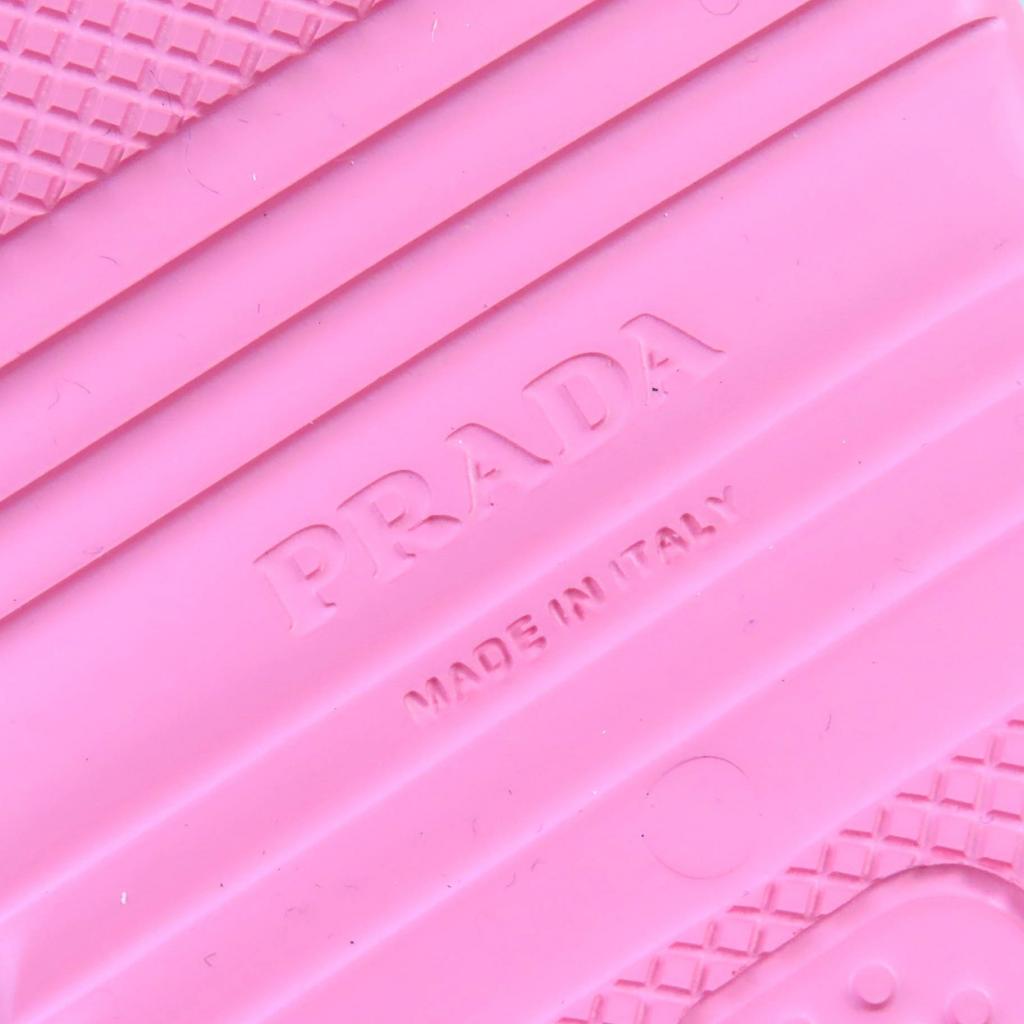 Pristine PRADA Slip-on Triangle Logo Rubber Sandals and Mules Pink 36 1S811M Used