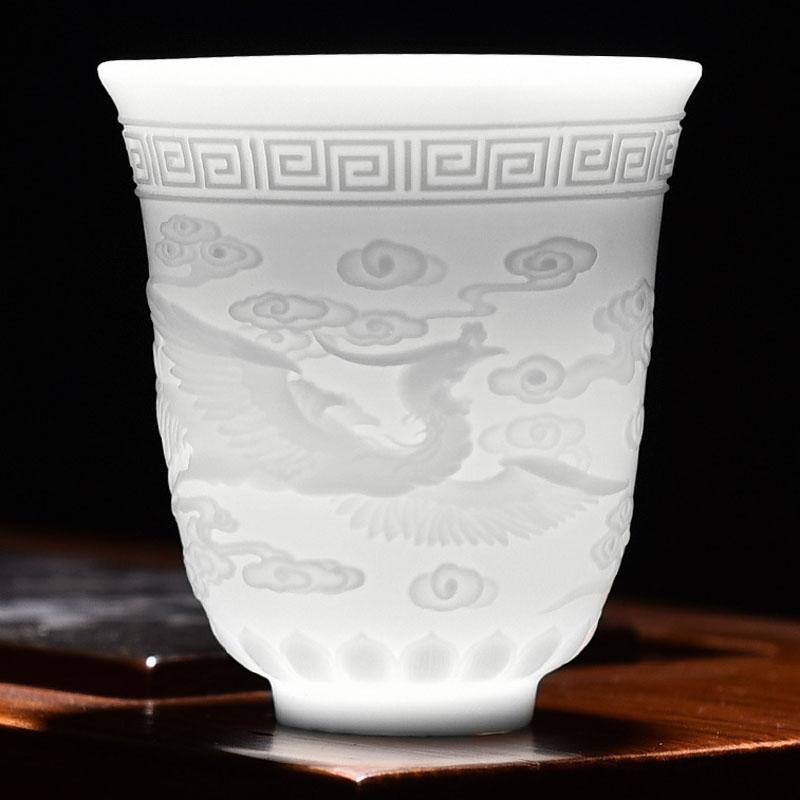 

Винтажная белая переносная керамическая чашка для чая, китайская резьба, резная чашка для чая, кунг-фу, да Гонконг, набор для чая улун, 160 мл, 220 мл 200-400ml