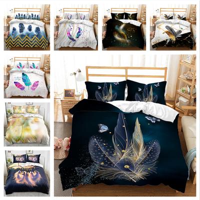 3D Feather Series Bedding Set Microfiber Fabric Duvet Cover and Pillowcase 2/3 Pieces AU/US/UK/DE Full Size Home Decoration