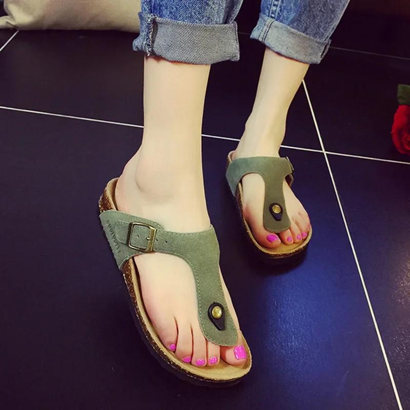 Móda 8 Styl Letní Plážové Korkové Pantofle Sandály Ležérní Dvojitá Spona Dřeváky Sandalias Ženy muži Nazouvací Žabky Ploché Boty 35-46