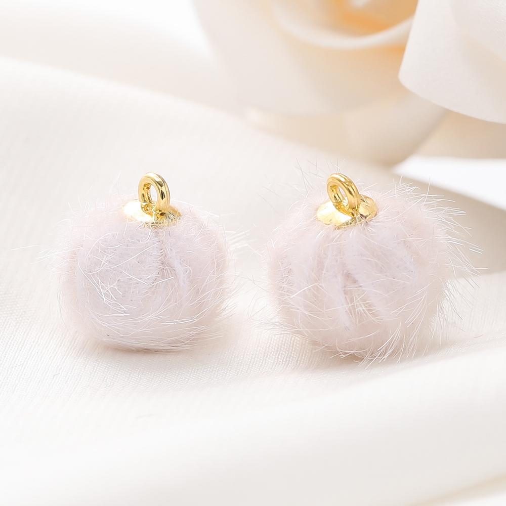 

10pcs Plush Fur Covered Ball Beads Charms Pompom Beads Pendant for DIY Necklace Earring Bracelet Pendant Jewelry Making Supplies бежевый