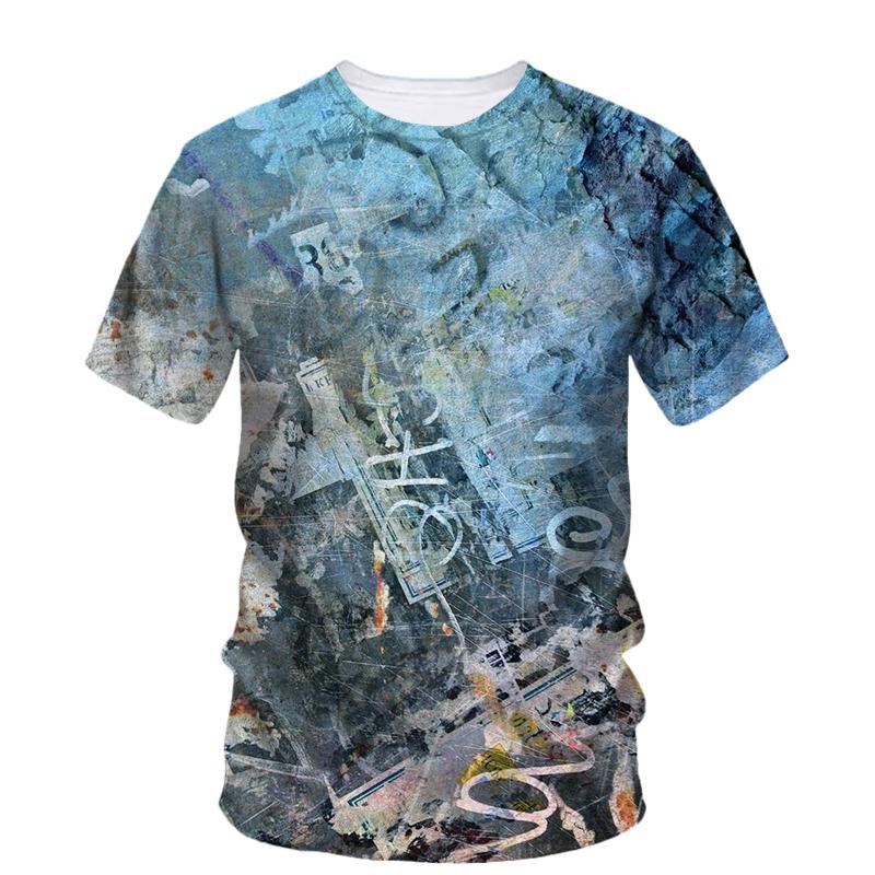 Streetwear Artistic Graffiti T-shirts 3D Printing Round Neck Short Sleeves Summer Comfortable Hip Hop Men's T-shirts