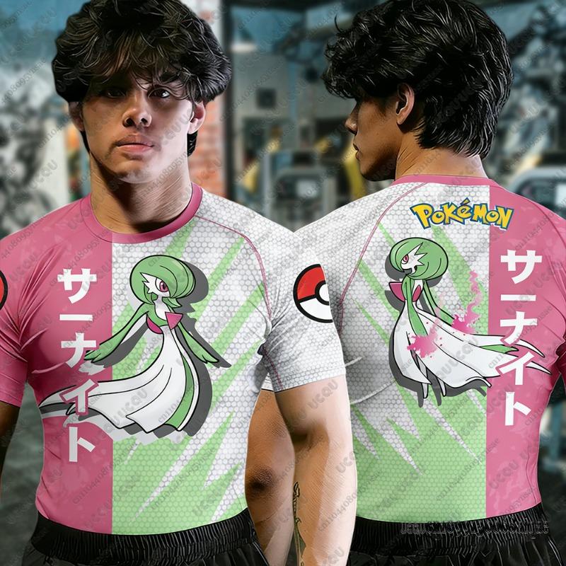 Summer Men's Fitness Tshirts Cartoon Pokémon Gengar Muscle T-shirts Jiu Jitsu Rash Guard Breathable Tees Man Fitness Clothing